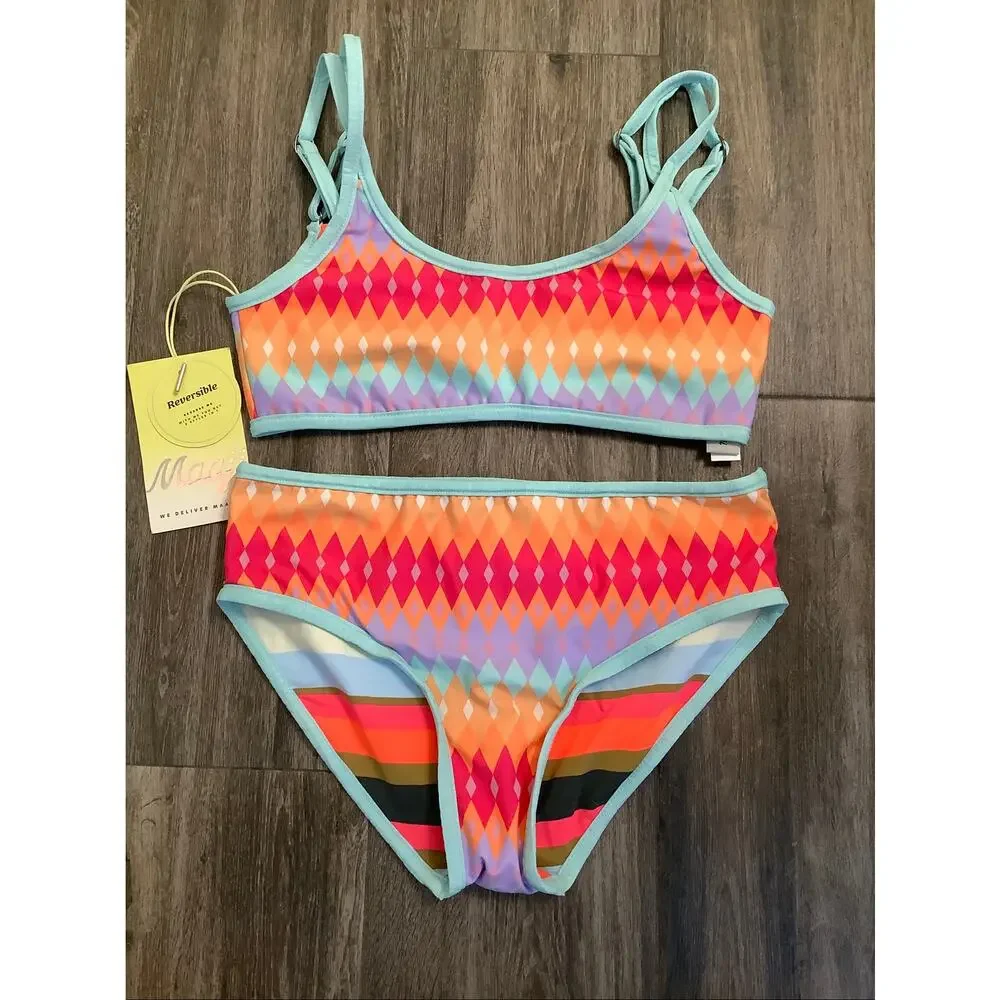 Maaji Girls' 10 Pink Prism Lirim Girls Bikini Set Swimwear Beach Resort C20-5